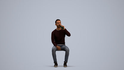 realistic 3D man casual sitting, scanned archviz people for Blender and 3ds Max, standing pose render