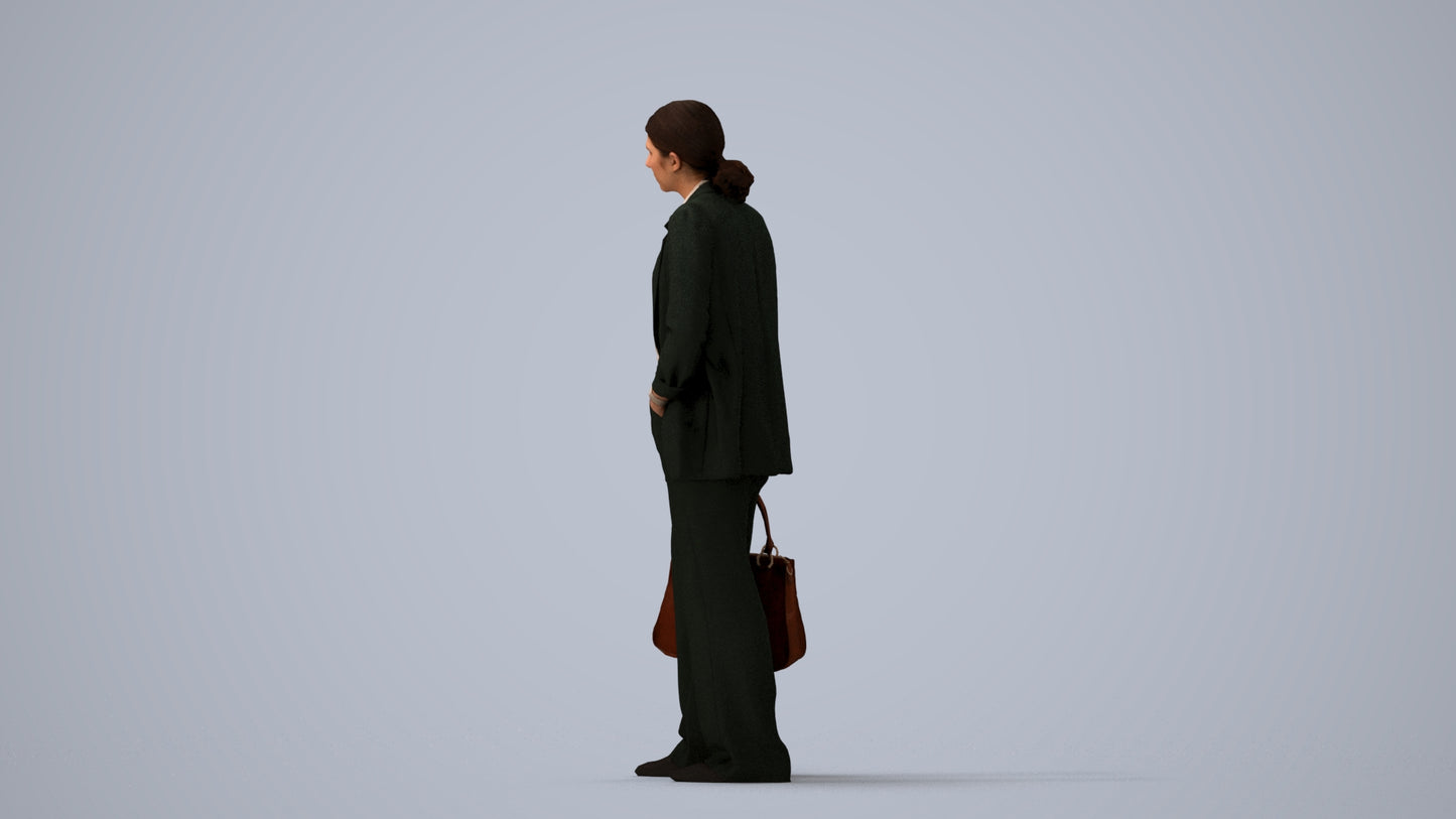 3D scanned woman business, photorealistic archviz people for Enscape and SketchUp, front view render