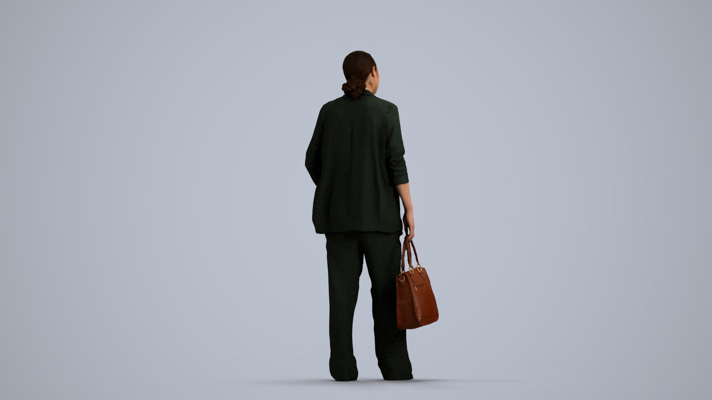 3D scanned woman business, photorealistic archviz people for Enscape and SketchUp, side view render