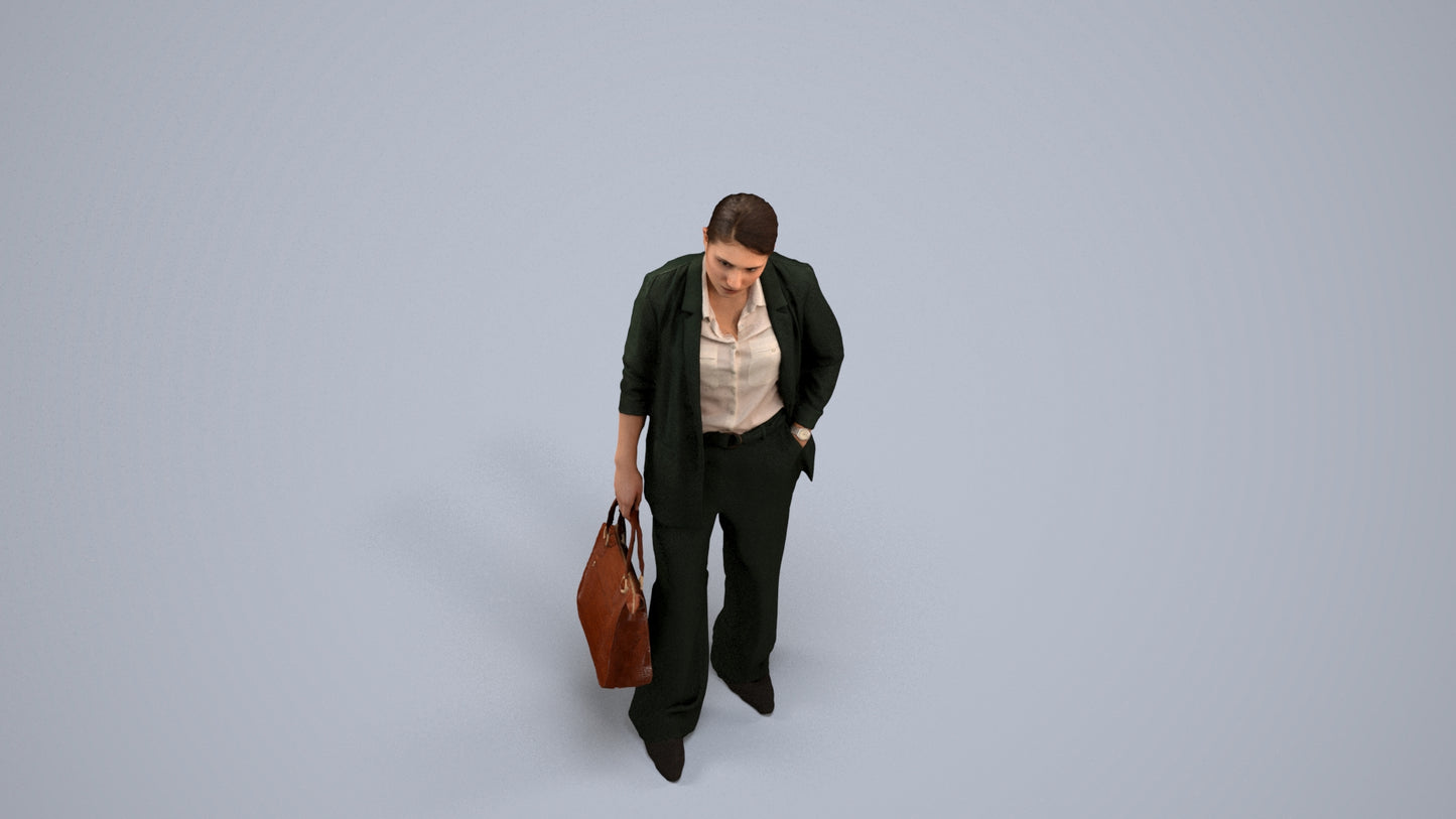 3D scanned woman business, photorealistic archviz people for Enscape and SketchUp, top-down view render