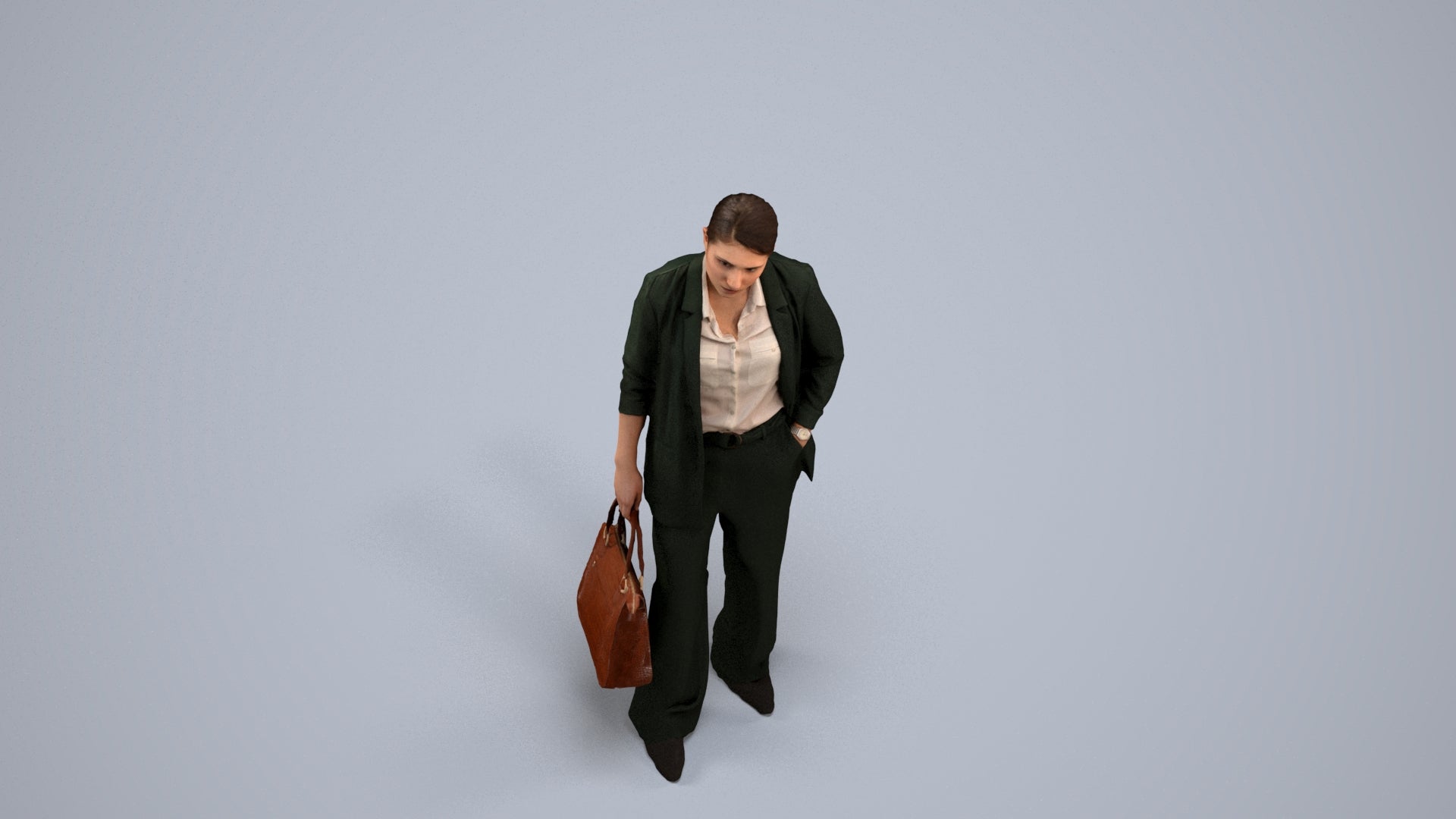 3D scanned woman business, photorealistic archviz people for Enscape and SketchUp, top-down view render