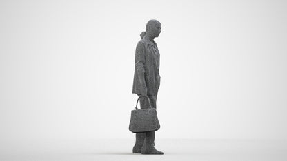3D scanned woman business, photorealistic archviz people for Enscape and SketchUp, wireframe back view