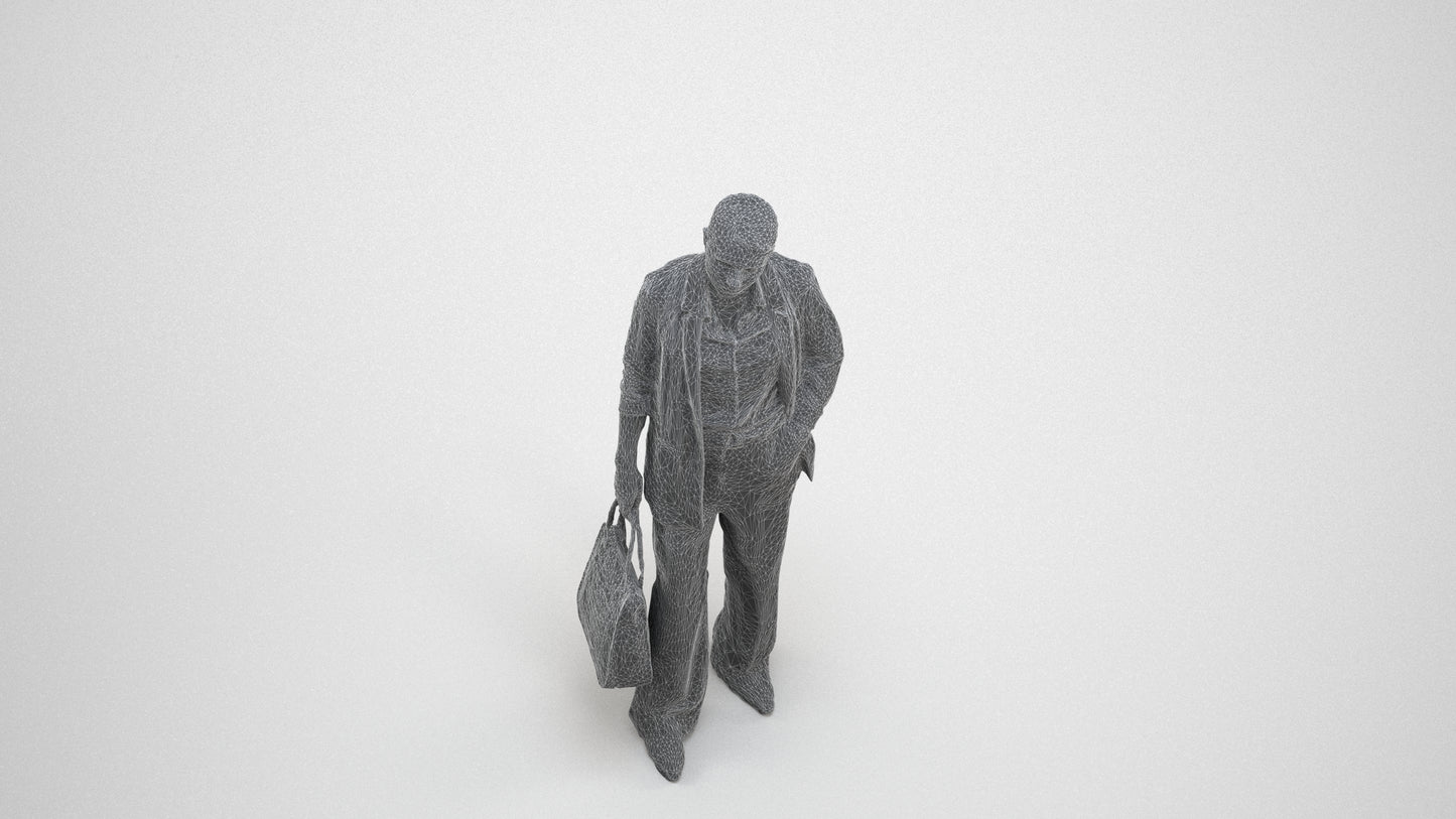3D scanned woman business, photorealistic archviz people for Enscape and SketchUp, wireframe top-down view