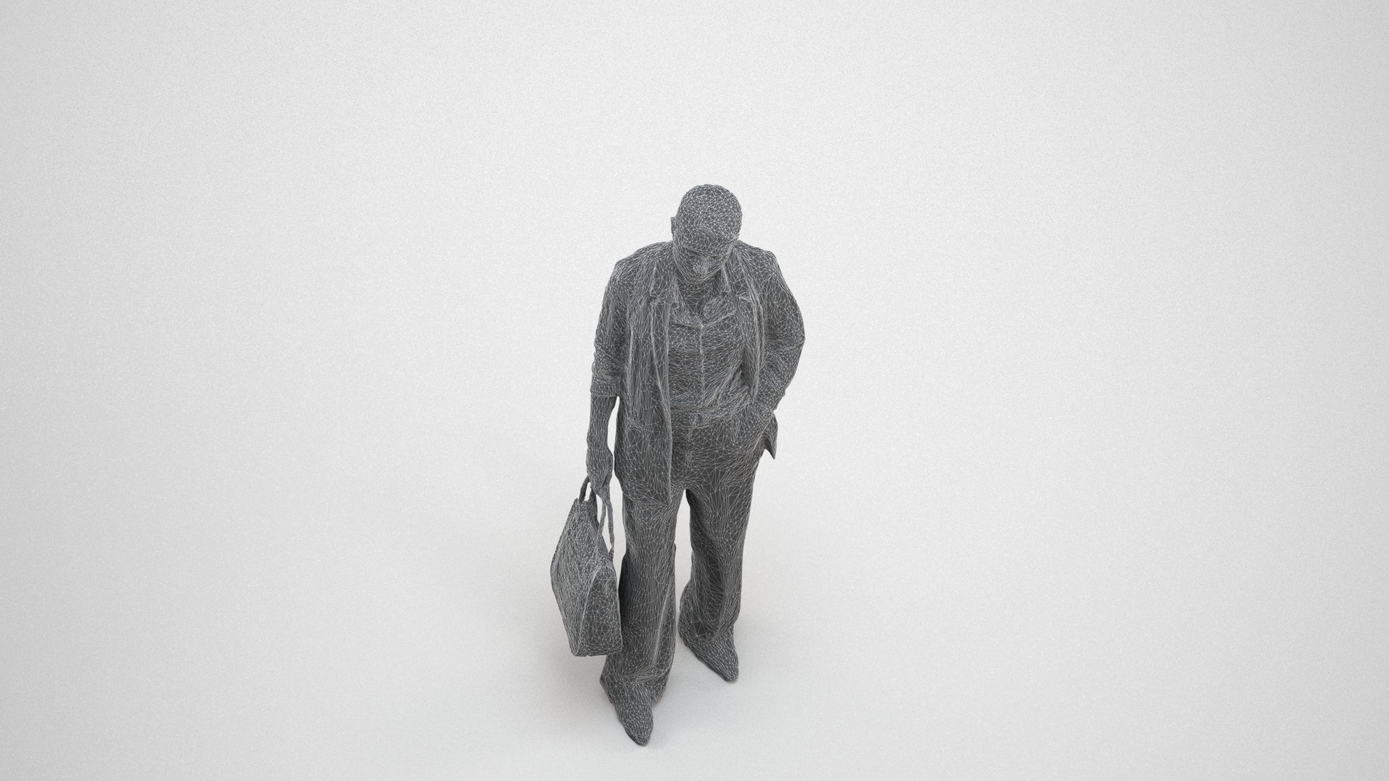 3D scanned woman business, photorealistic archviz people for Enscape and SketchUp, wireframe top-down view