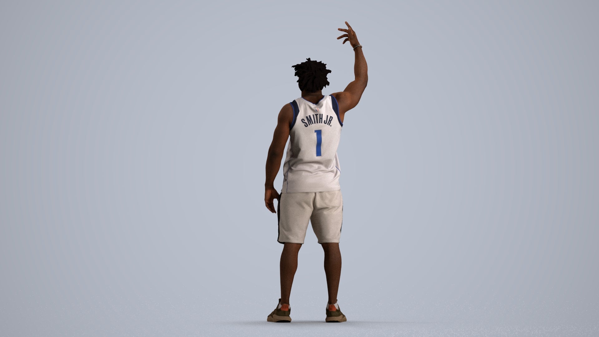 scanned 3D man sport, photogrammetry people for Enscape and V-Ray, side view render