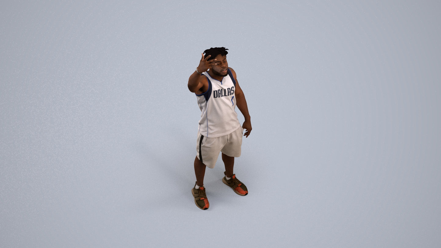 scanned 3D man sport, photogrammetry people for Enscape and V-Ray, top-down view render