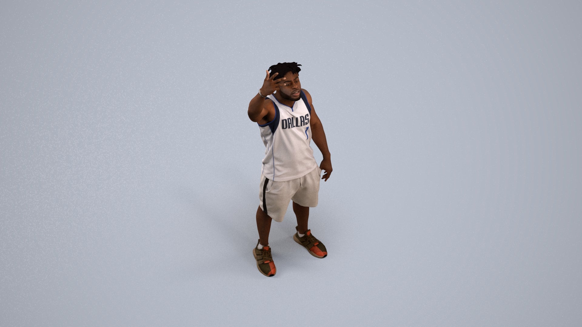 scanned 3D man sport, photogrammetry people for Enscape and V-Ray, top-down view render