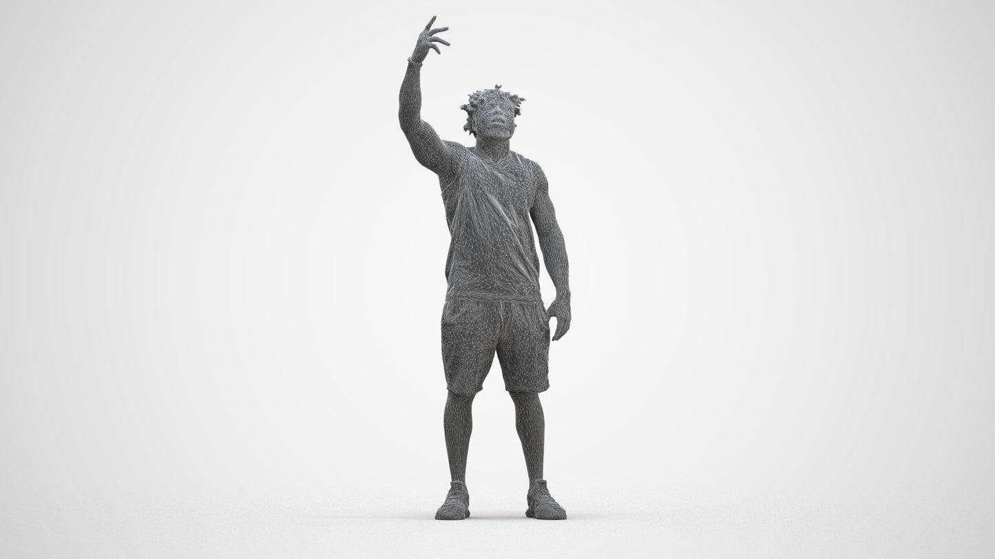 scanned 3D man sport, photogrammetry people for Enscape and V-Ray, wireframe front view