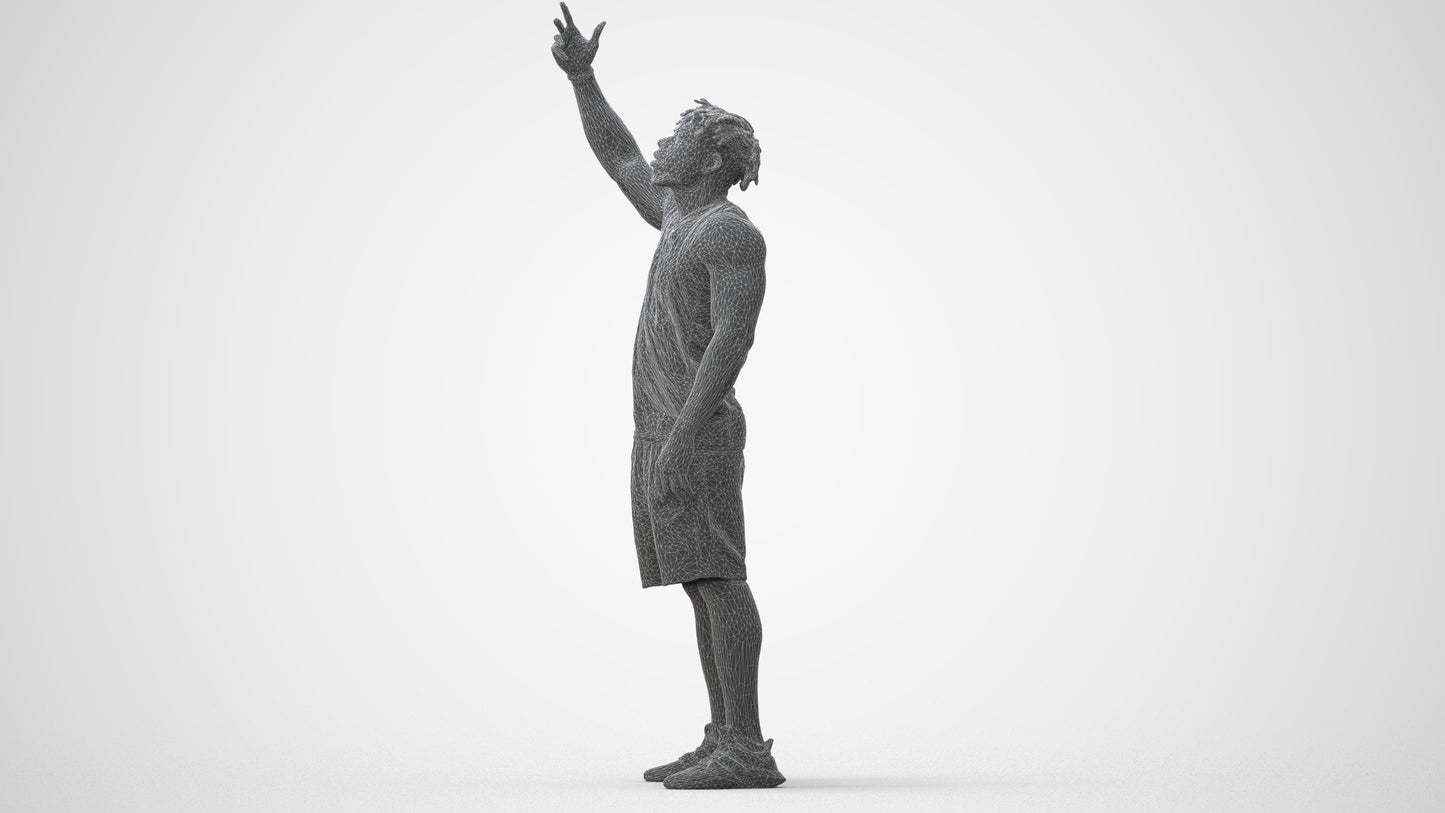 scanned 3D man sport, photogrammetry people for Enscape and V-Ray, wireframe side view