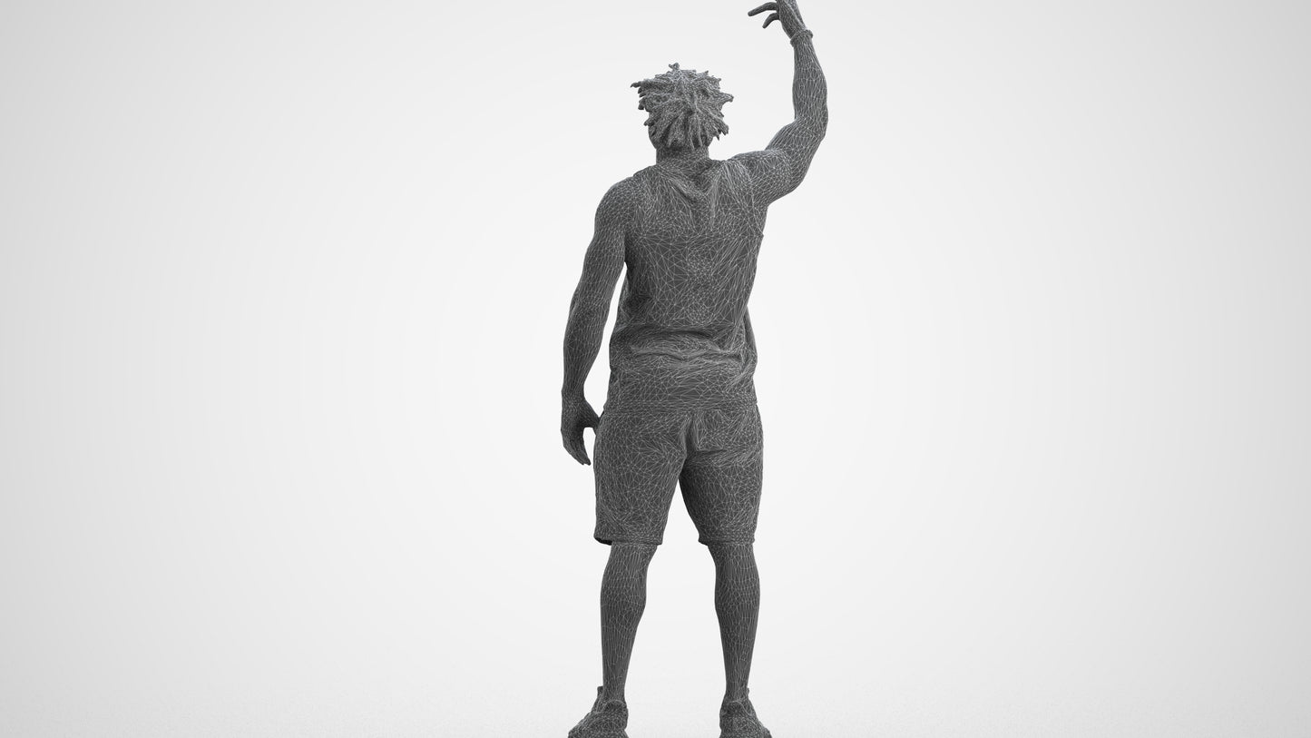 scanned 3D man sport, photogrammetry people for Enscape and V-Ray, wireframe three-quarter view