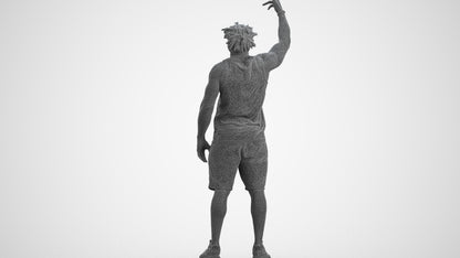 scanned 3D man sport, photogrammetry people for Enscape and V-Ray, wireframe three-quarter view