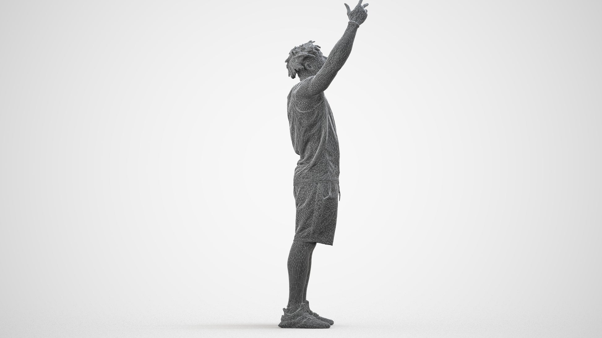 scanned 3D man sport, photogrammetry people for Enscape and V-Ray, wireframe back view
