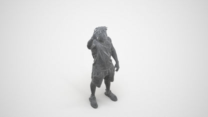 scanned 3D man sport, photogrammetry people for Enscape and V-Ray, wireframe top-down view