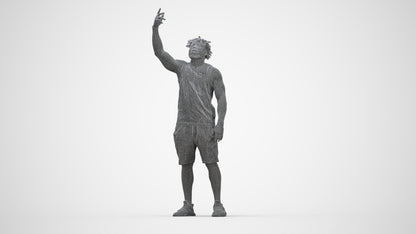 scanned 3D man sport, photogrammetry people for Enscape and V-Ray, wireframe three-quarter back view