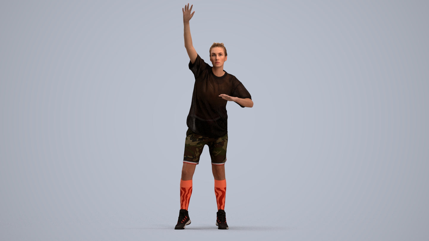 realistic 3D woman sport, scanned archviz people for Blender and 3ds Max, standing pose render