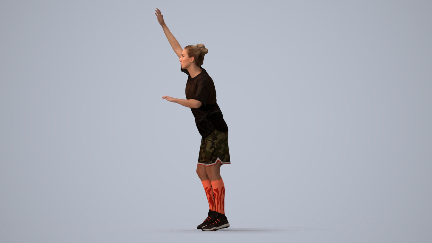 realistic 3D woman sport, scanned archviz people for Blender and 3ds Max, three-quarter view render