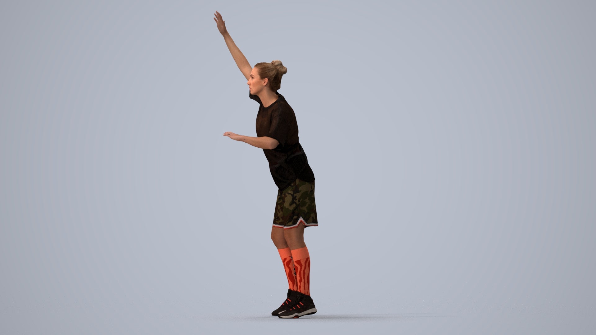 realistic 3D woman sport, scanned archviz people for Blender and 3ds Max, three-quarter view render