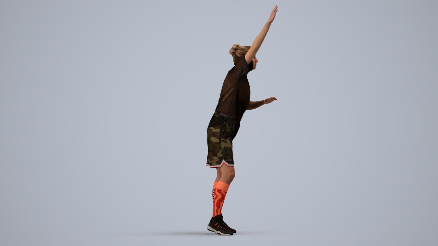 realistic 3D woman sport, scanned archviz people for Blender and 3ds Max, side view render