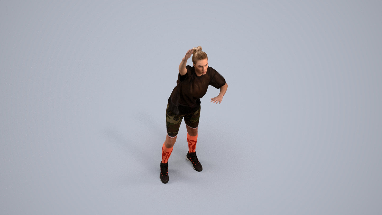 realistic 3D woman sport, scanned archviz people for Blender and 3ds Max, back view render