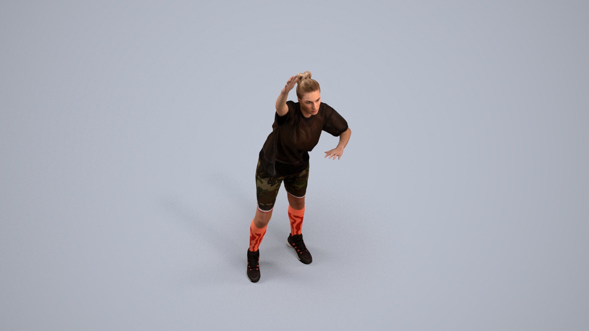 realistic 3D woman sport, scanned archviz people for Blender and 3ds Max, back view render
