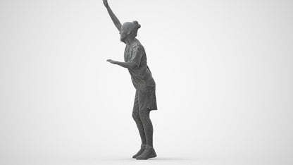 realistic 3D woman sport, scanned archviz people for Blender and 3ds Max, wireframe side view
