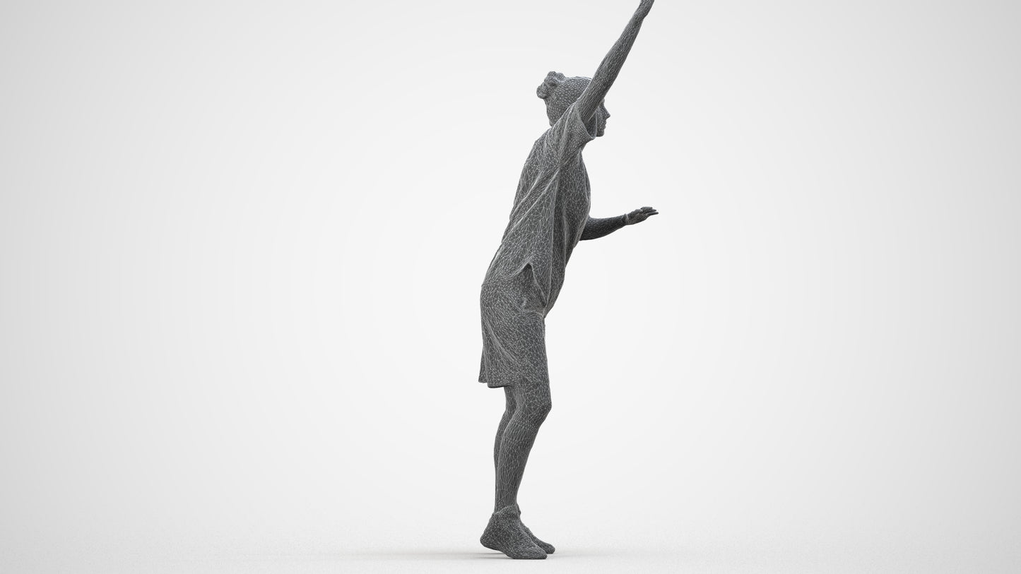 realistic 3D woman sport, scanned archviz people for Blender and 3ds Max, wireframe back view