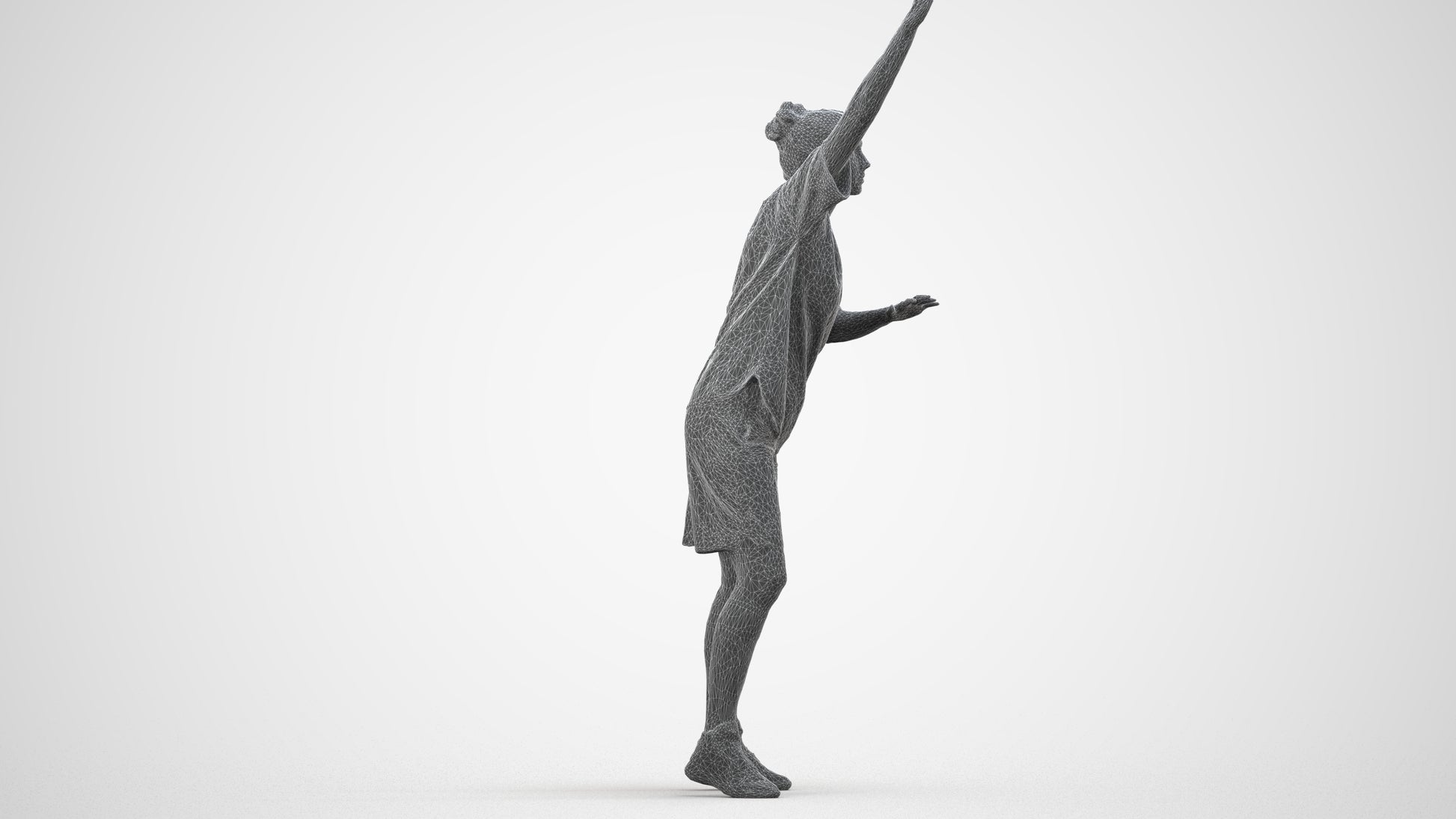 realistic 3D woman sport, scanned archviz people for Blender and 3ds Max, wireframe back view