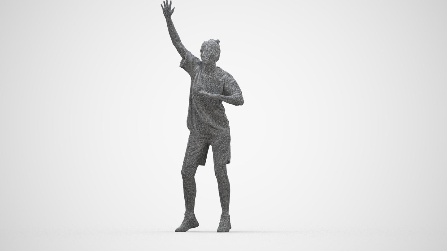 realistic 3D woman sport, scanned archviz people for Blender and 3ds Max, wireframe three-quarter back view