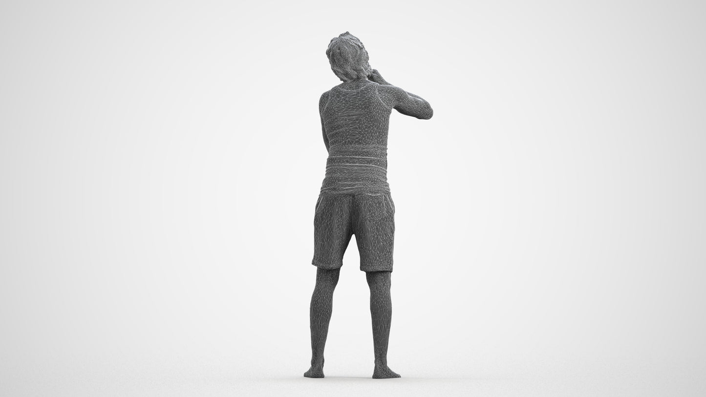 realistic 3D human man bathroom, archviz people FBX OBJ for Blender, wireframe front view