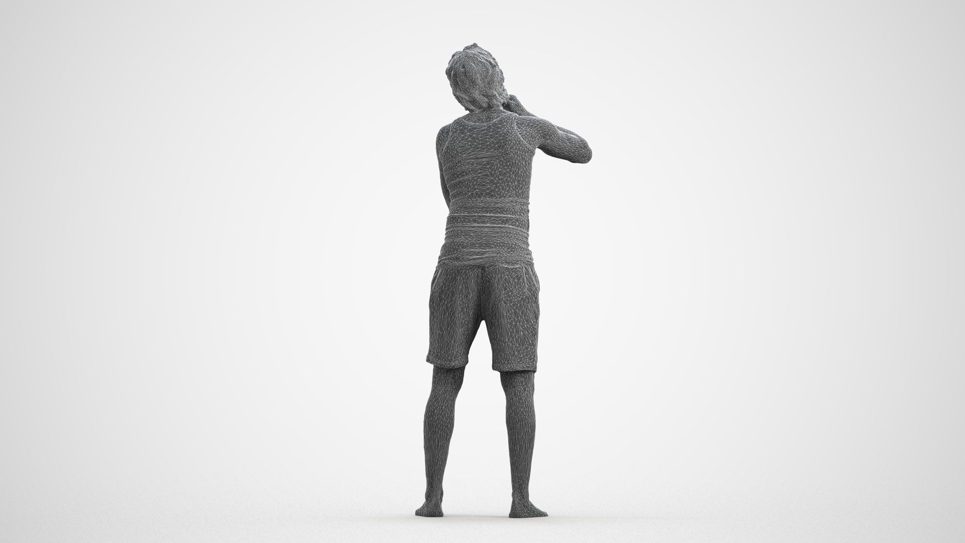 realistic 3D human man bathroom, archviz people FBX OBJ for Blender, wireframe front view