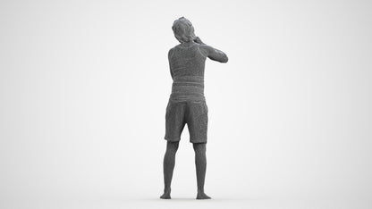 realistic 3D human man bathroom, archviz people FBX OBJ for Blender, wireframe front view