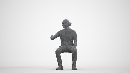 photogrammetry 3D man casual sitting, realistic human model archviz FBX, square thumbnail