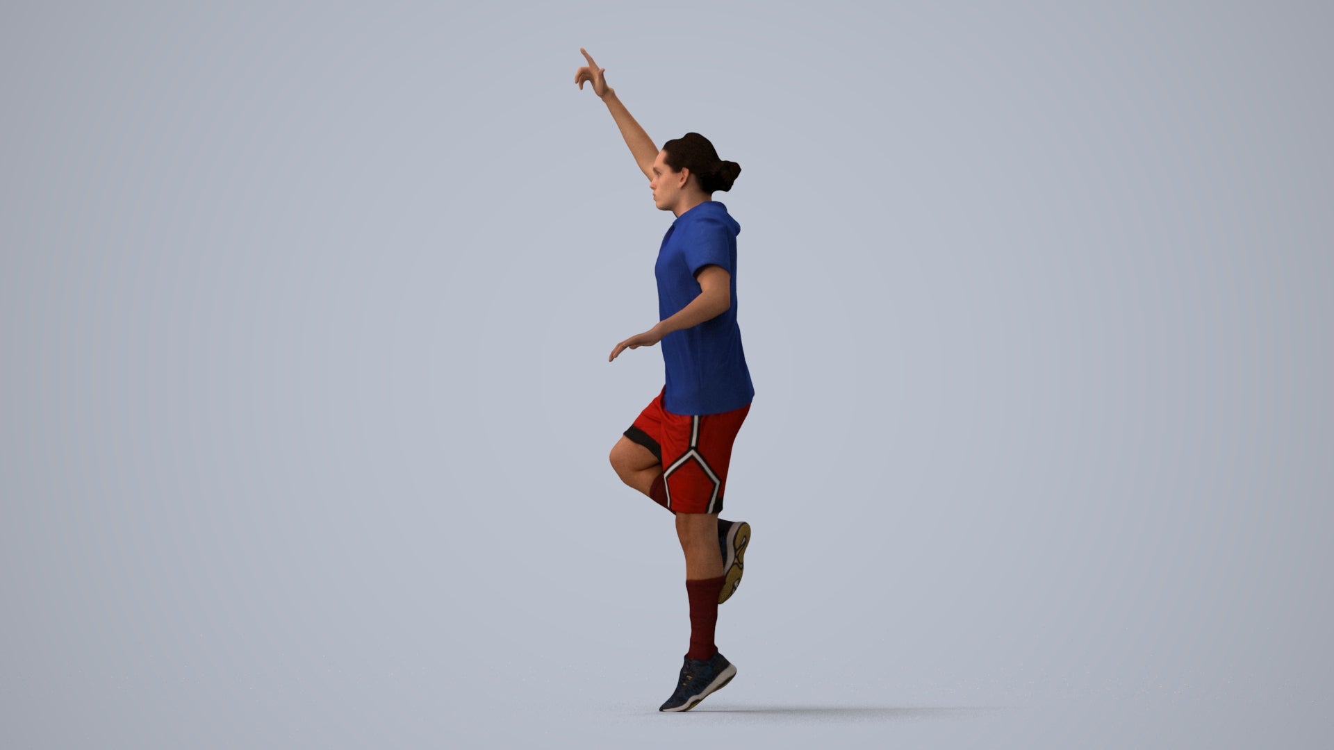 scanned 3D man sport, photogrammetry people for Enscape and V-Ray, three-quarter view render