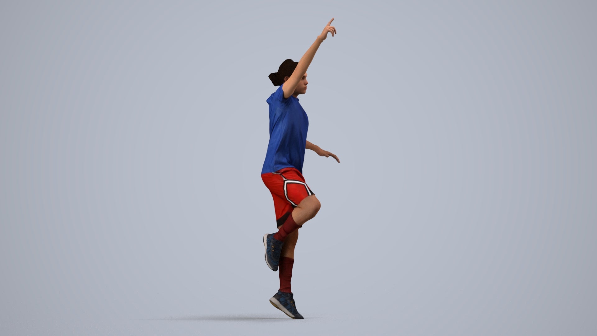 scanned 3D man sport, photogrammetry people for Enscape and V-Ray, side view render
