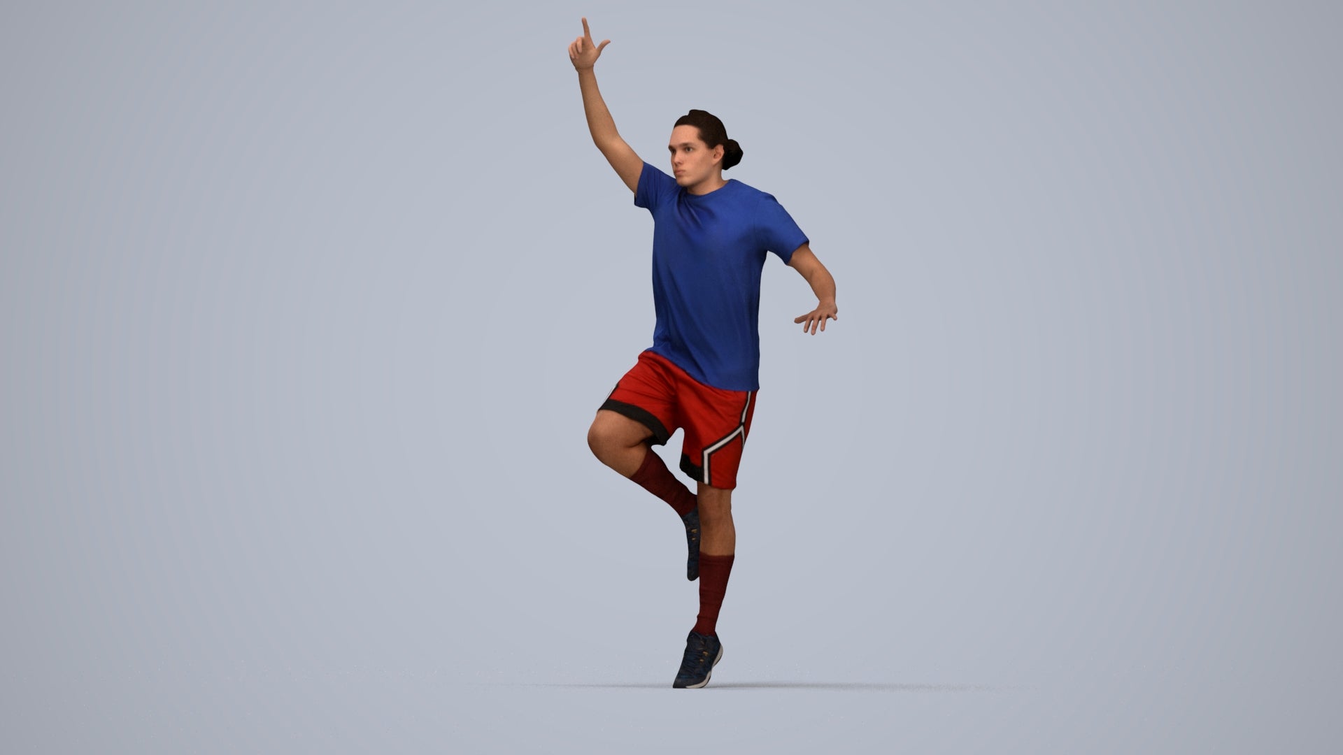 scanned 3D man sport, photogrammetry people for Enscape and V-Ray, top-down view render