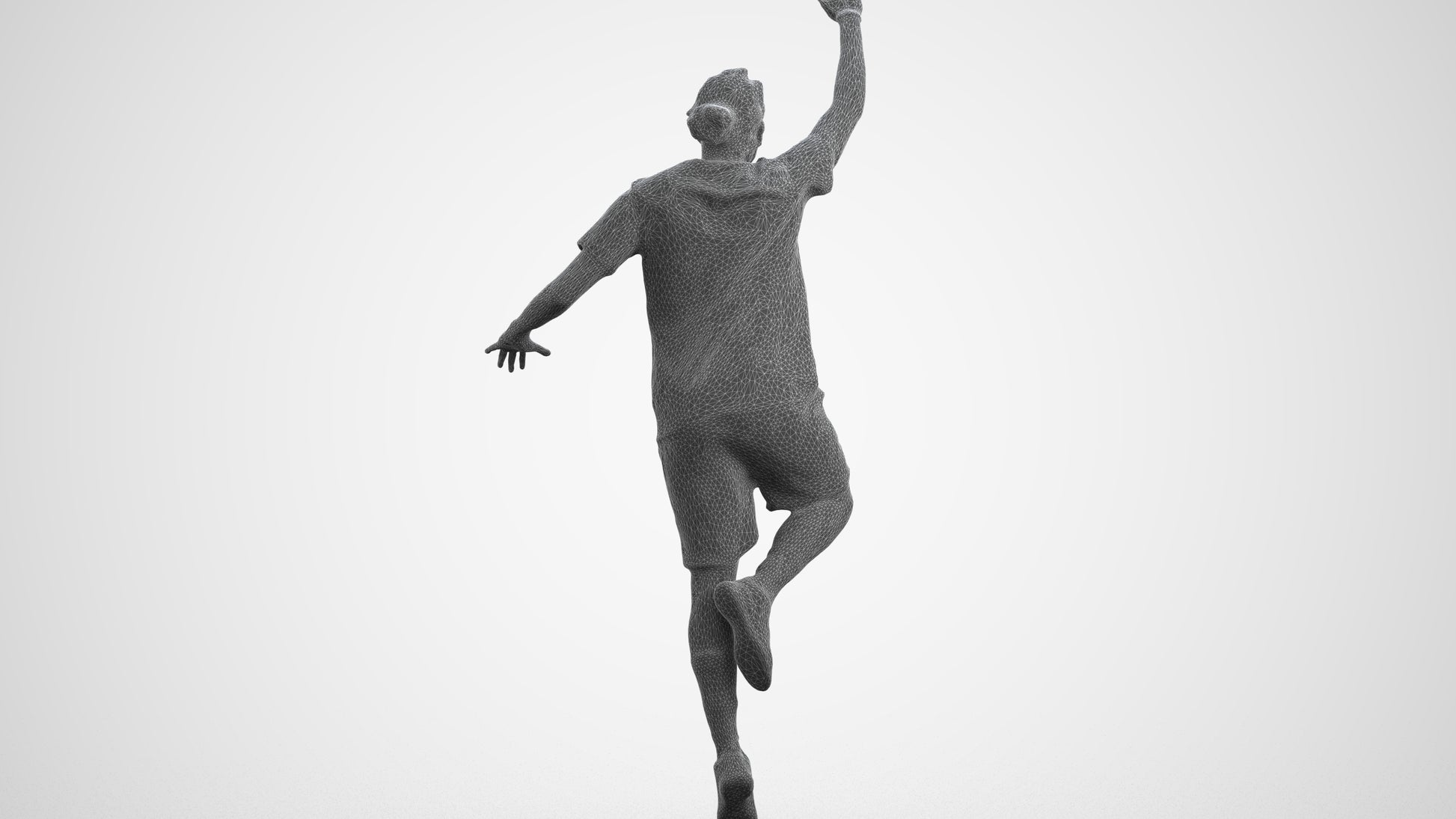 scanned 3D man sport, photogrammetry people for Enscape and V-Ray, wireframe side view
