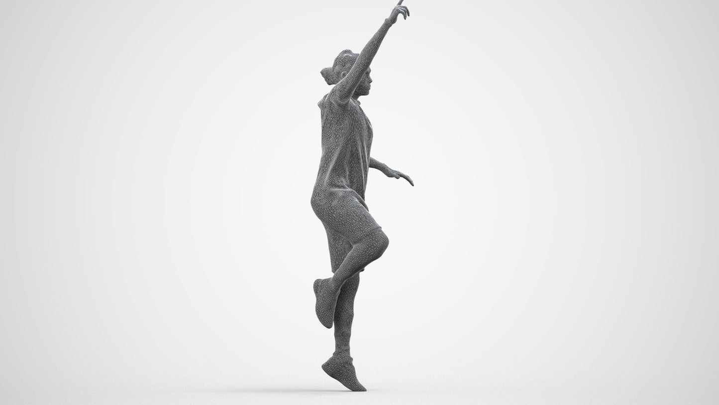 scanned 3D man sport, photogrammetry people for Enscape and V-Ray, wireframe three-quarter view