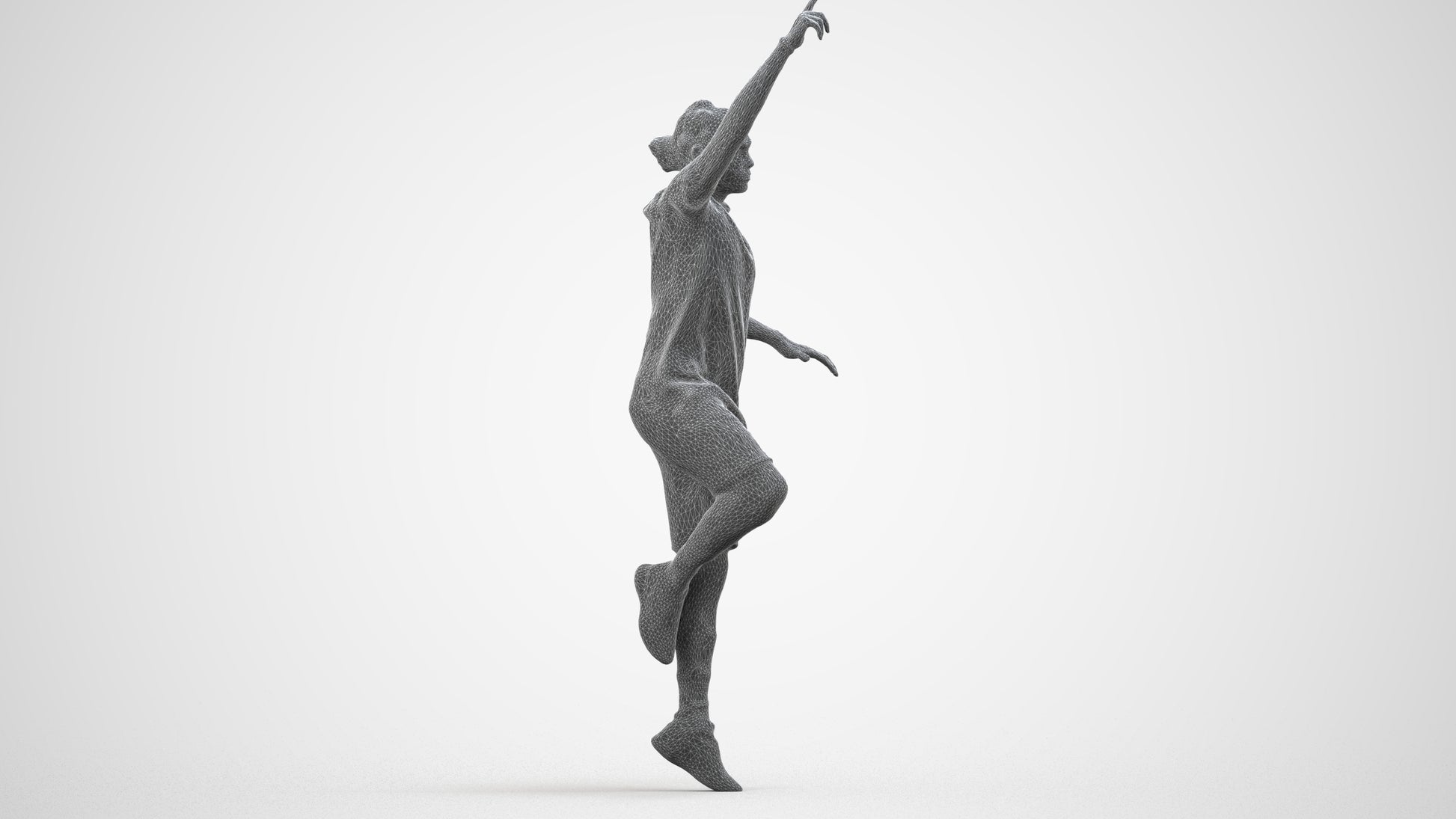 scanned 3D man sport, photogrammetry people for Enscape and V-Ray, wireframe three-quarter view