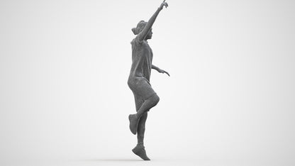scanned 3D man sport, photogrammetry people for Enscape and V-Ray, wireframe three-quarter view