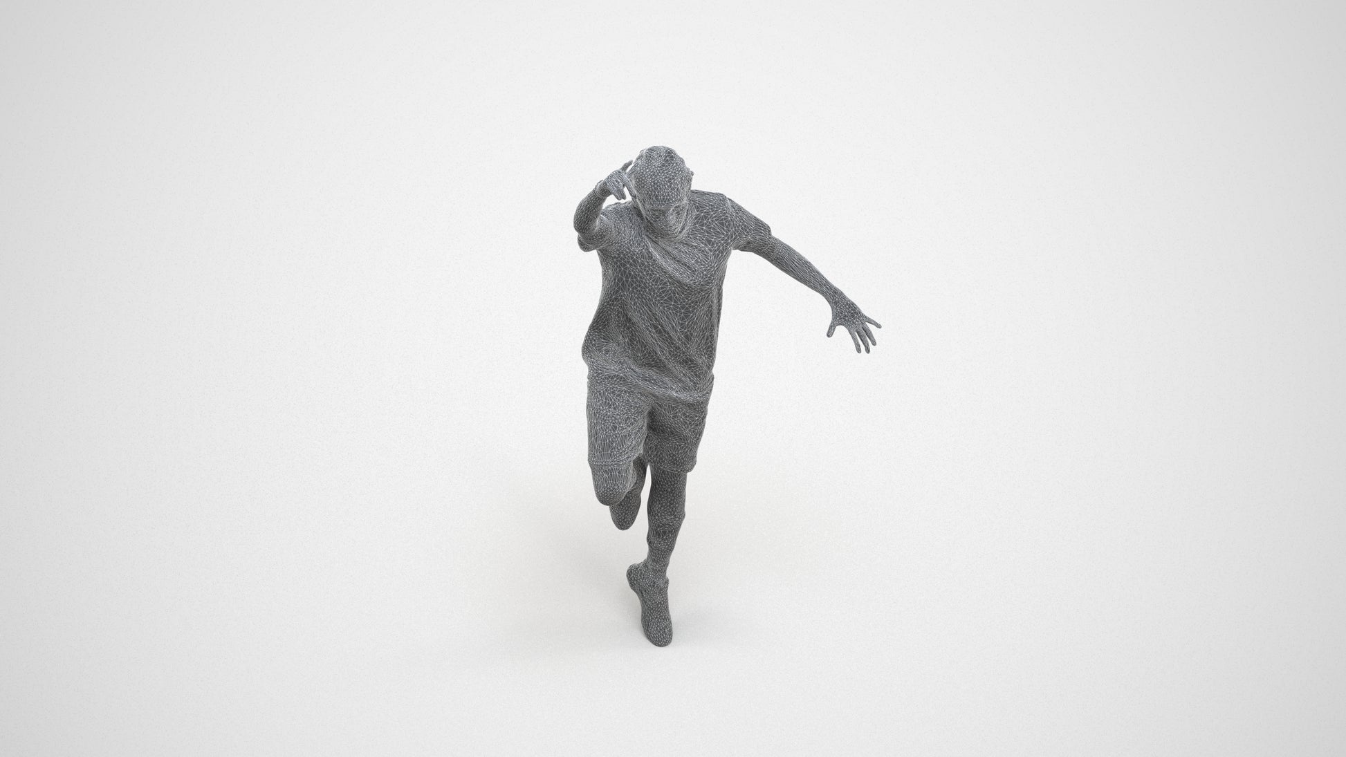 scanned 3D man sport, photogrammetry people for Enscape and V-Ray, wireframe back view
