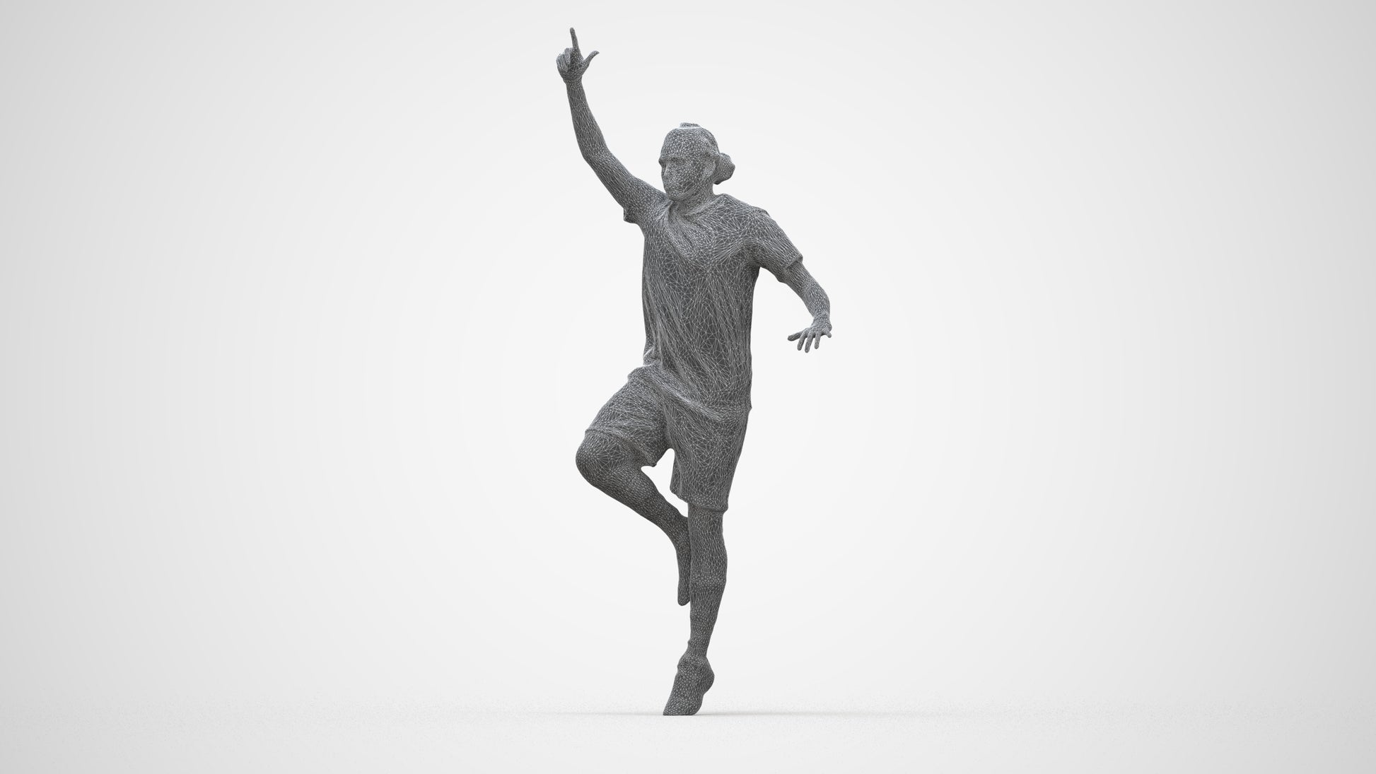 scanned 3D man sport, photogrammetry people for Enscape and V-Ray, wireframe top-down view