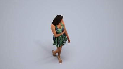 realistic 3D woman walking, scanned archviz people for Blender and 3ds Max, back view render
