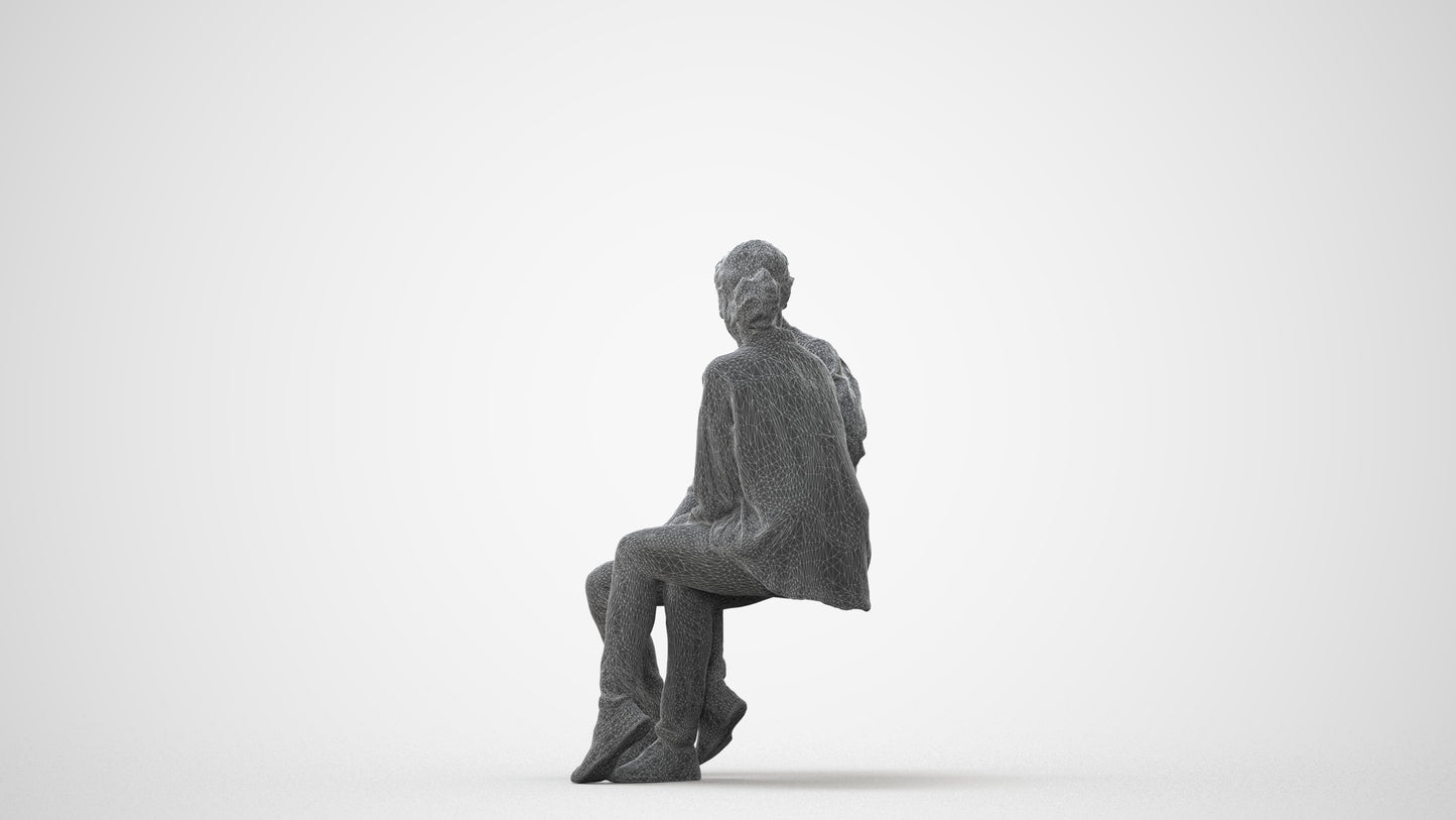 realistic 3D human woman casual couple, archviz people FBX OBJ for Blender, square thumbnail