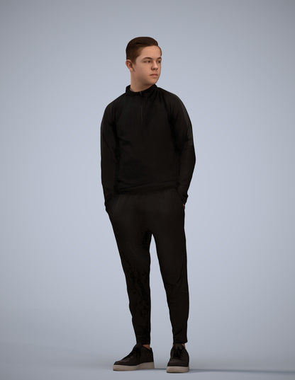 3D scanned boy kids casual, photorealistic archviz people for Enscape and SketchUp