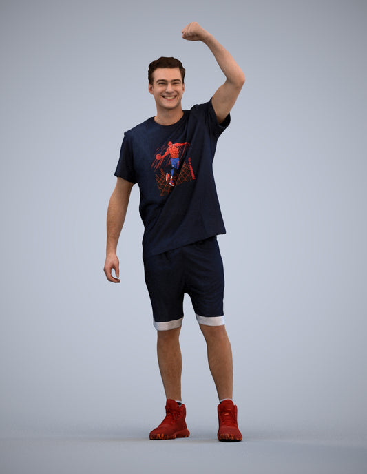 scanned 3D man sport, photogrammetry people for Enscape and V-Ray