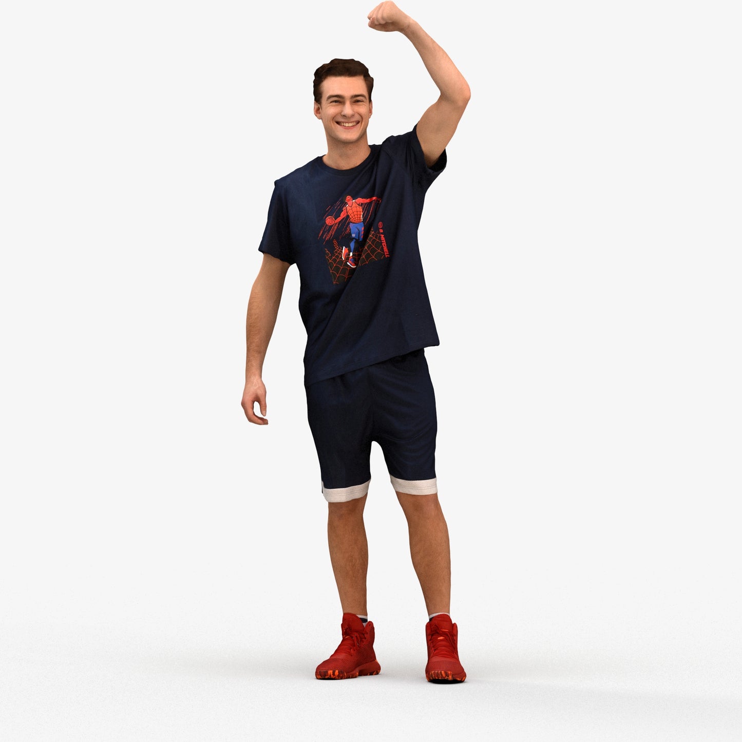 scanned 3D man sport, photogrammetry people for Enscape and V-Ray, three-quarter front view render