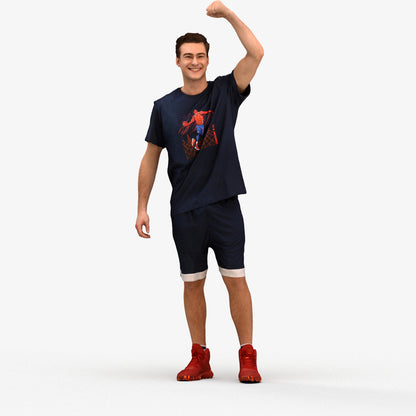 scanned 3D man sport, photogrammetry people for Enscape and V-Ray, three-quarter front view render