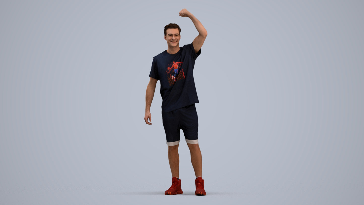 scanned 3D man sport, photogrammetry people for Enscape and V-Ray, standing pose render