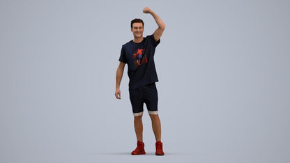 scanned 3D man sport, photogrammetry people for Enscape and V-Ray, standing pose render