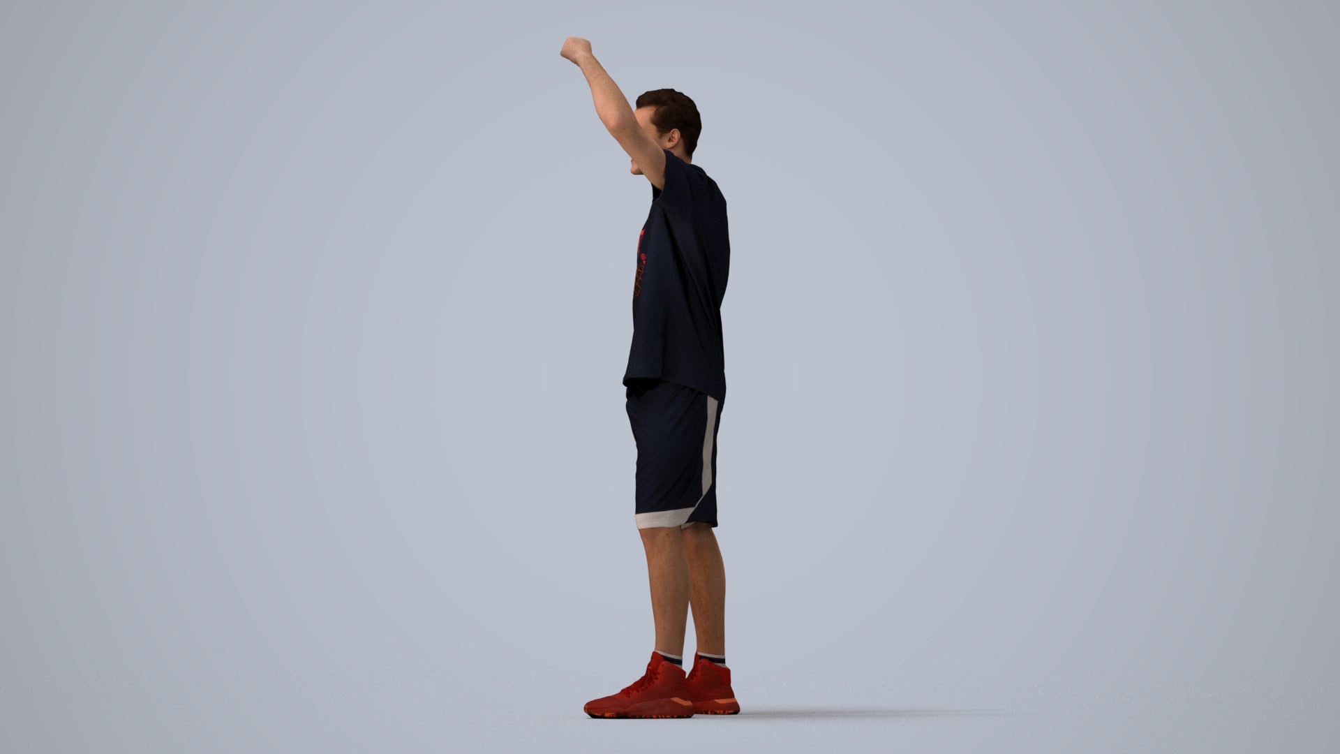 scanned 3D man sport, photogrammetry people for Enscape and V-Ray, three-quarter view render